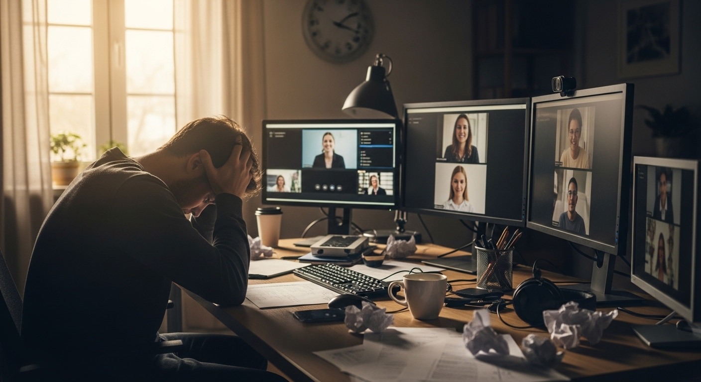 Photo: Zoom fatigue : pourquoi les visios nous épuisent encore plus qu'avant ?